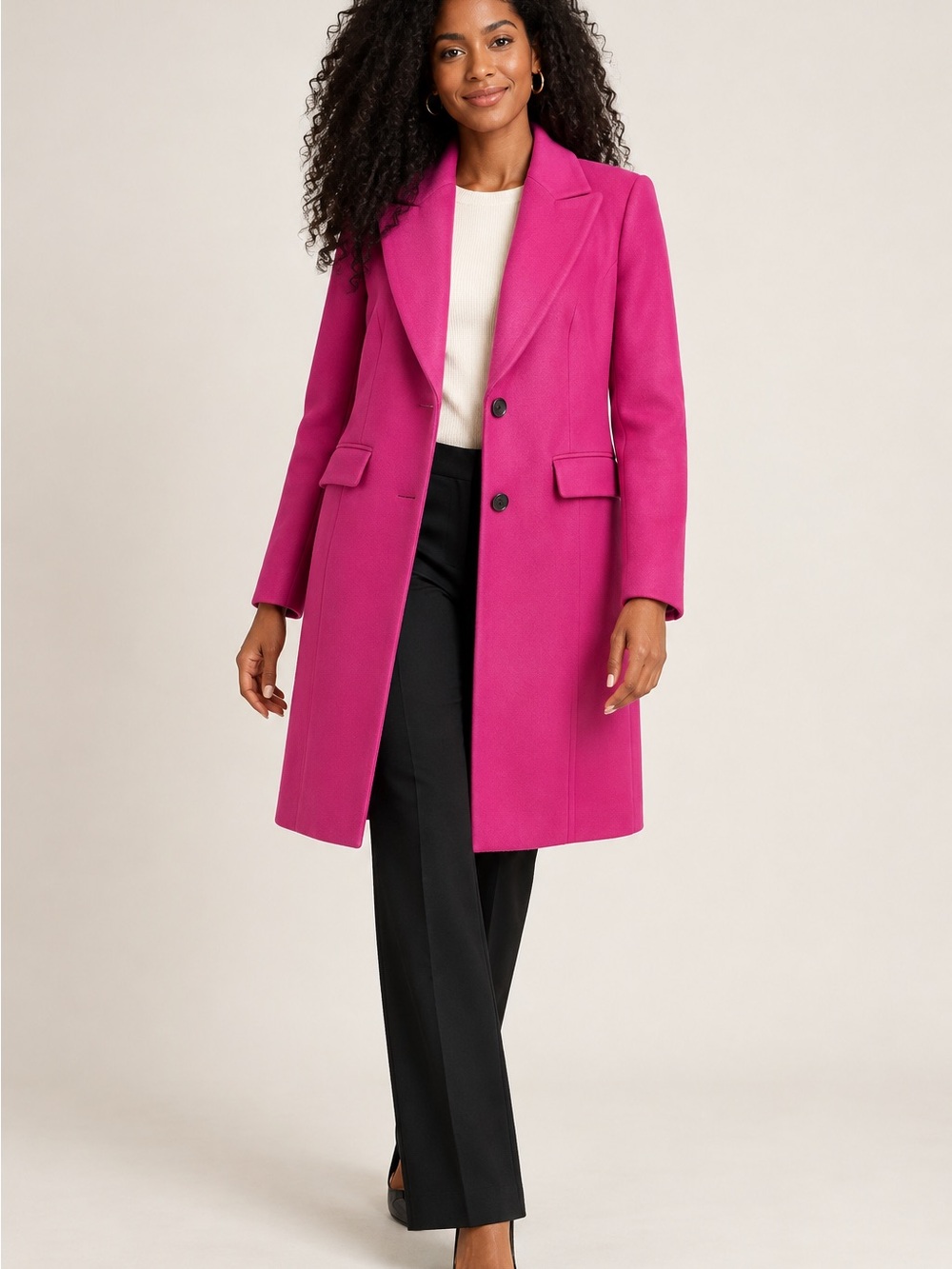 Banana Republic Fuchsia Single-Breasted Pea Coat